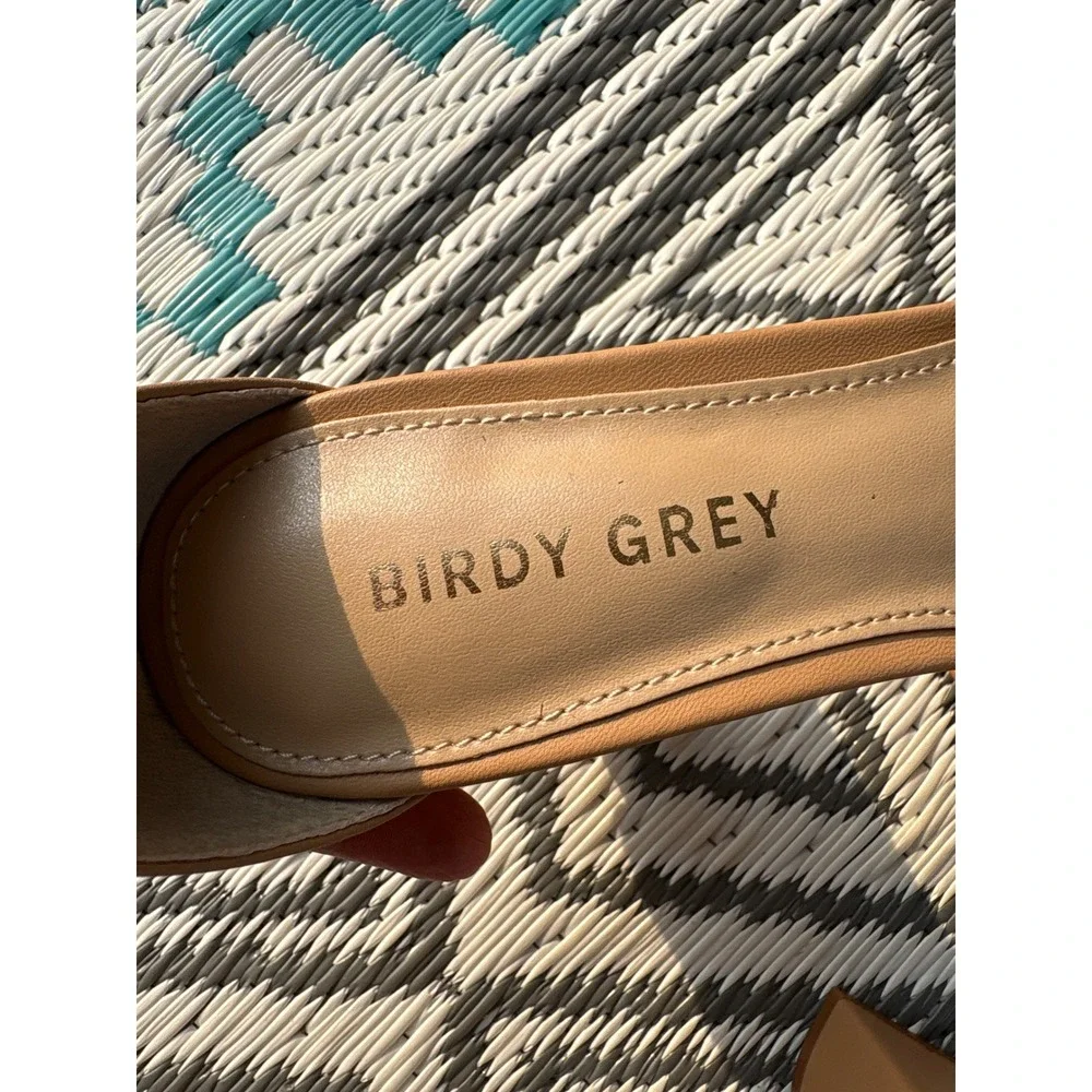 Birdy Grey Tan Ankle Strap Block Heel Sandals Womens 7.5 Neutral Wedding Guest